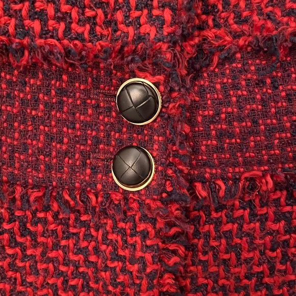 ❤️❤️❤️ TORY BURCH Red & Black Tweed Jacket. - Picture 3 of 5